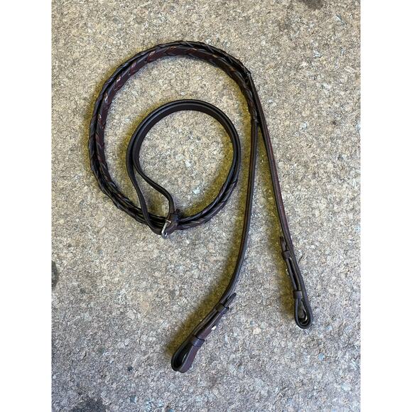 Braided Lace Reins with White Stitching - Picture 6 of 7